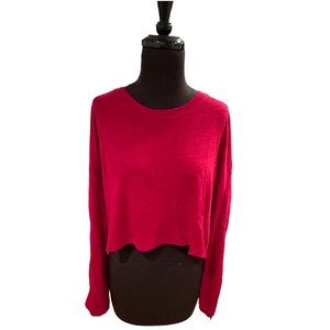 NWT IRO Red Cropped Linen Sweater with Lacing Detail up Sleeves Size M